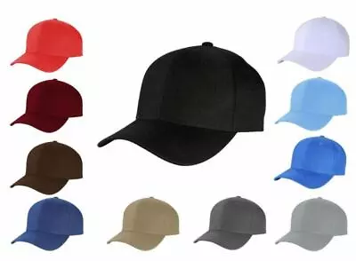Top Level Plain Polyester Fitted Size Baseball Cap Hat 10 Sizes Fitted Hat • $8.99