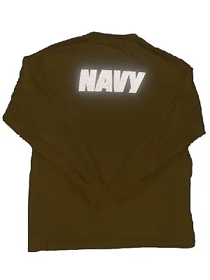 Official US NAVY Long Sleeve T Shirt Adult Large Yellow Reflective Tee Men L VTG • $14.97