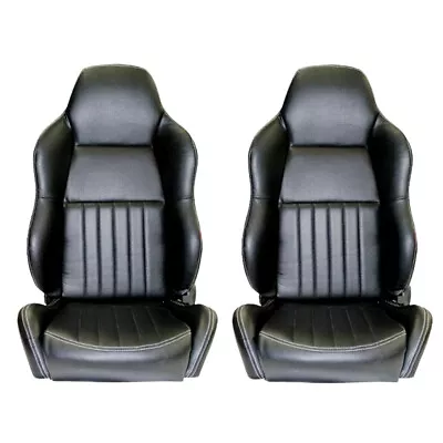 Classic High Back PU Leather Bucket Seats Car Reclinable Black For Chevrolet • $699
