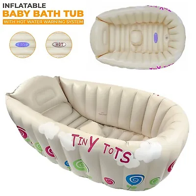 New Tiny Tots Inflatable Baby Bath Hot Tub Heat Sensor Infant Washing Travel Tub • £11.85