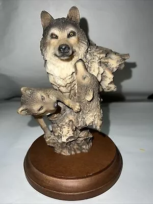 Mill Creek Studios  Peaceful Play  Wolf Sculpture 1994 By Joe Slockbower. • $20