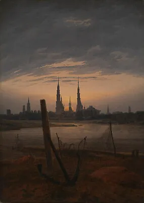 Caspar David Friedrich - City At Moonrise (1817) - 17  X 22  Fine Art Print • $79.99