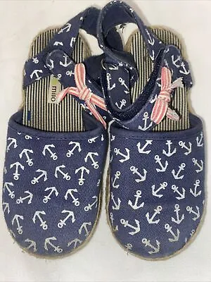 Morgan & Milo Girls Shoes Size 10 Anchor Blue Sandals Strap GUC • $14.99