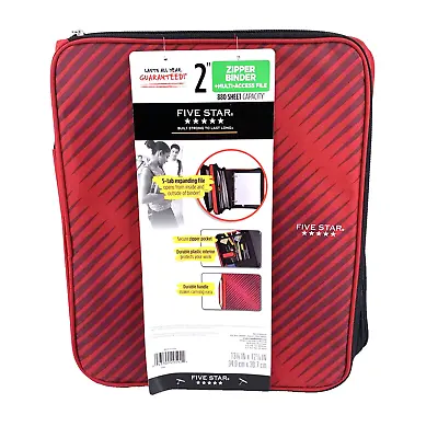 Five Star 2’’ Inch Red Zipper Binder Multi Access File 5 Tab Expanding File NEW • $13.99