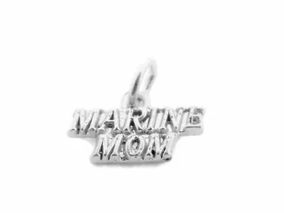 MARINE MOM Charm Pendant .925 Sterling Silver • $28