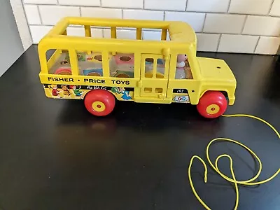 Vintage Fisher-Price Little People #192 School Bus 1965 Wood & Plastic Toy  Pull • $12.99