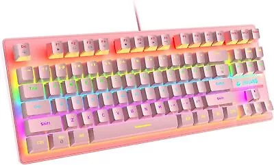 $29.89 • Buy TKL 87 Keys True Mechanical Gaming Keyboard Wired RGB LED Backlit For PC Black