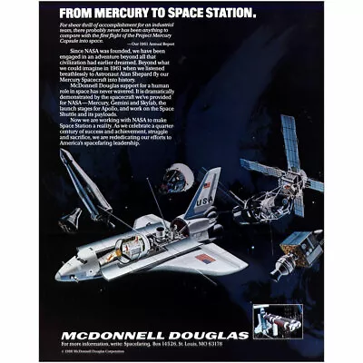 1986 McDonnell Douglas: From Mercury To Space Station Vintage Print Ad • $6.75