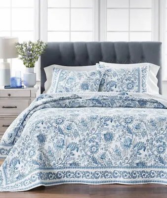 Martha Stewart Jacobean Toile Cotton QUEEN Bedspread & (1) Standard Sham • $108