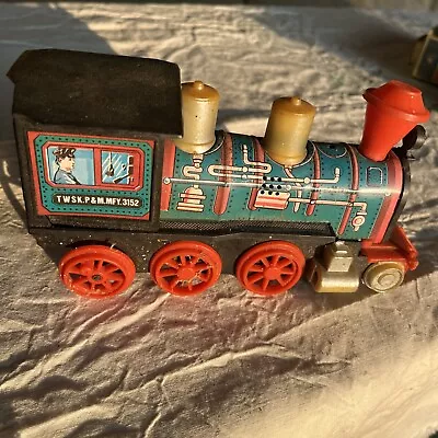 VINTAGE BATTERY OPERATED WESTERN EXPRESS TRAIN ENGINE #3152 TWSK.P &M  Tin • $10