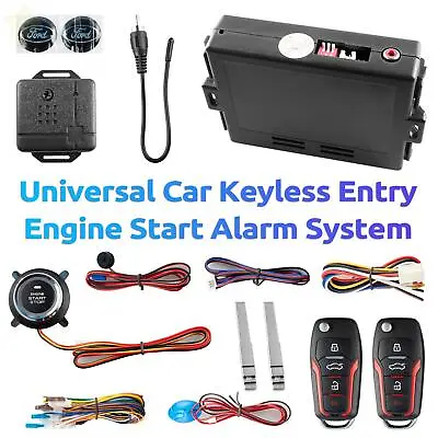 Keyless Entry Car Engine Start Alarm System Kit Push Button Remote Starter Stop • $55.95