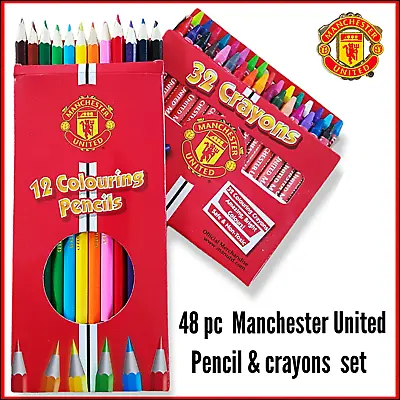 Manchester United FC 44pc Pencil & Crayons Official Merchandise  CHRISTMAS GIFT • £7.90