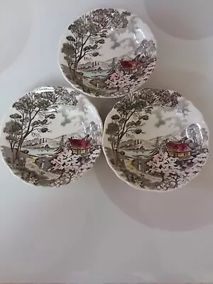 Set Of 3 J & G Meakin  Welcome Home  5 1/4  Berry Bowls Staffordshire England • $24