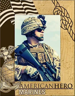 Marines American Hero Laser Engraved Wood Picture Frame Portrait (5 X 7)  • $30.99