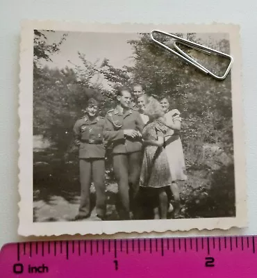 014 WW2 Orig. Photo German Officers Girls Lanyard Medal Text Date 2.5 X 2.5 Inch • $1.50