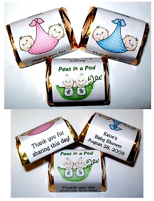 60 Twins Peas In A Pod Baby Shower Party Favors Candy Wrappers Labels  • £5.78