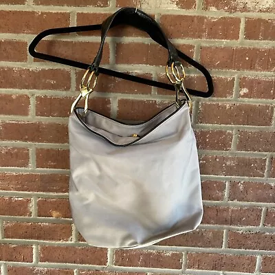 JPK Paris 75 Gray Nylon Shoulder Bag W/Heavy Duty Leather Strap & Gold Accent • $5