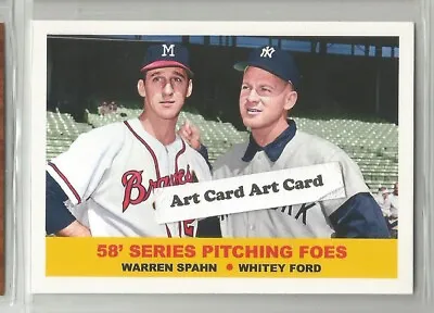 Warren Spahn Braves & Whitey Ford Yankees 2022 Baseball Art Card • $5.69