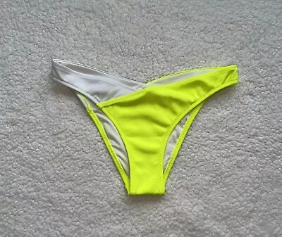 Victoria’s Secret Swimsuit Bikini Bottom Neon Yellow White Medium NWOT • $15