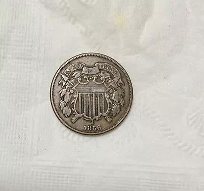 1866   2 Cent USA  Coin  Good Condition • $33.95