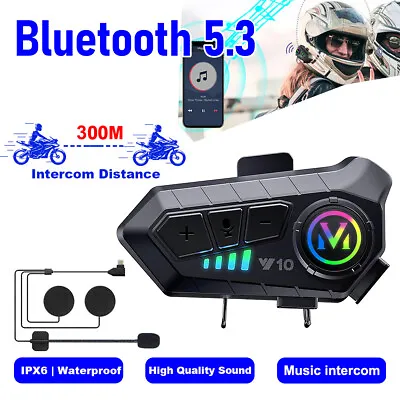 Motorcycle Bluetooth Helmet Headset Intercom Wireless Waterproof Headphone HiFi • $19.81