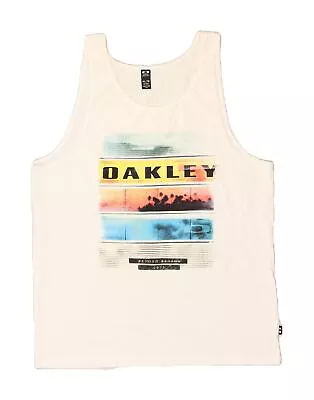 OAKLEY Mens Tall Slim Fit Graphic Vest Top XL Off White BC05 • £10.30