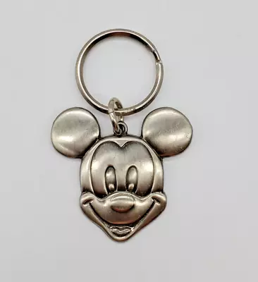 Disney MICKEY MOUSE Head PEWTER Keychain Disney World Parks Heavy • $6.29