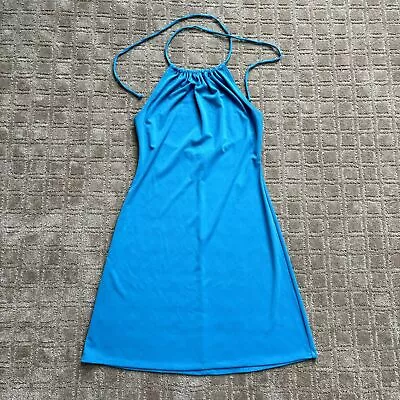 Moda International Cobalt Blue Halter Dress Y2K Vintage Size XS Bodycon • $29.99