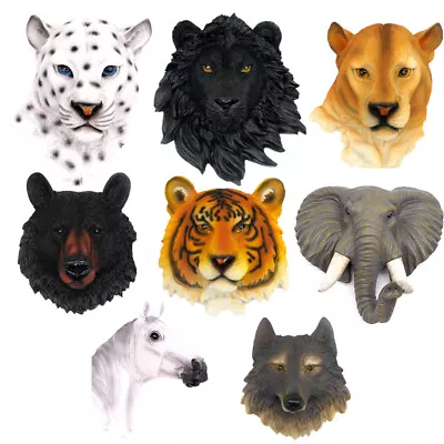 3D Animal Head Wall Mounted Resin Decor Ornament Hanging Sculpture Lion Tiger • $23.99
