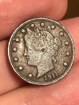 1911 Liberty Head V Nickel 5 Cent Piece- Dark Black VF Details • $4.88