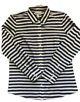 J. Crew Navy Boy Striped Long Sleeve Button-down Silk Shirt Size 4 EUC • $27.50