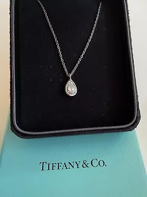 Tiffany & Co Elsa Peretti Diamonds By The Yard Pear Necklace .56 Carat VVS1 • $4500