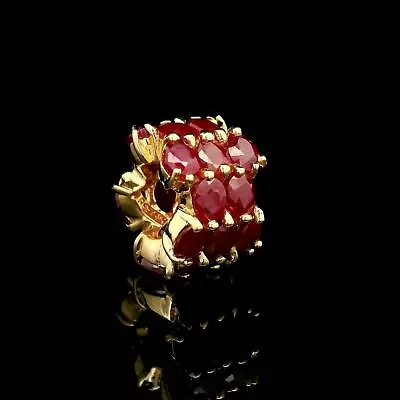 Estate 14k Yellow Gold 7ctw Deep Red Ruby Round Slide Charm Pendant • $499