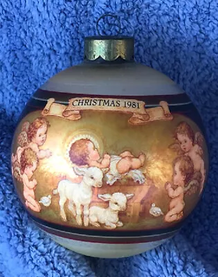 1981 Hallmark Glass Ball Ornament - O Come Let Us Adore Him! • $9.50