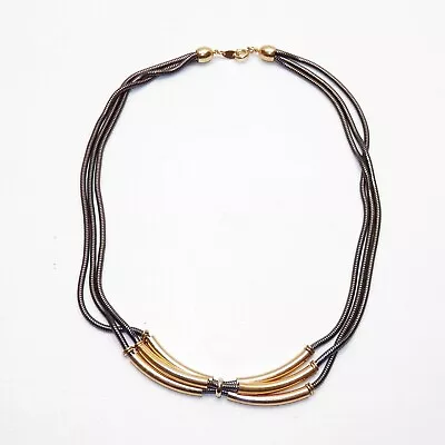 Vintage Signed Trifari 17  3 Strand Gold  Tone Chain Necklace Modernist Elegant • $34.47