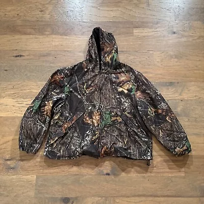 Vintage Winchester Jacket Mens 3XL Brown Mossy Oak Camo Full Zip Hooded Hunting • $38.99