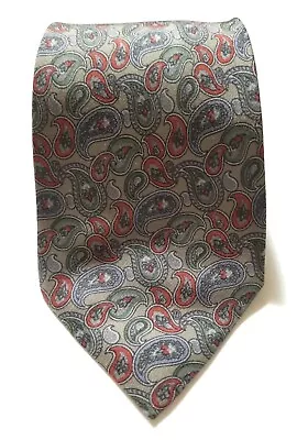 DONATELLO MILANO Mens Tie Paisley Gray Red Blue 100% SILK Made In Italy 56.5  • $6.94