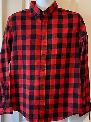 Abercrombie & Fitch Red Black Buffalo Check Cotton Flannel Shirt - Mens Medium • $21.05