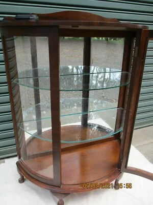 $295 • Buy VINTAGE CHINA DISPLAY CABINET -MIRRORED BACK, 2 GLASS SHELVES - Mid 20th CENTURY