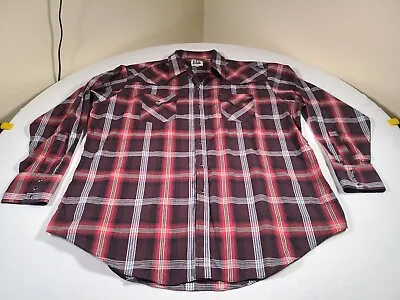 Vintage ELY CATTLEMAN Western Shirt Mens XXL Red Pearl Snap Cowboy Rancher • $14.77