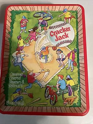 Vintage Cracker Jack Metal Tin Box 3 X 6 X 8 Baseball Field Limited Edition 1994 • $8
