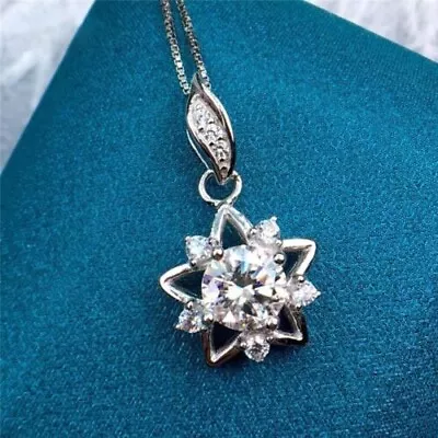 2Ct Round Real Moissanite Six-stone Shooting Star Pendant 14K White Gold Plated • $160.71