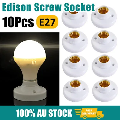 10x E27 Round Edison Screw Cap Socket Light Bulb Holder Fitting Lamp Fixing Base • $16.06
