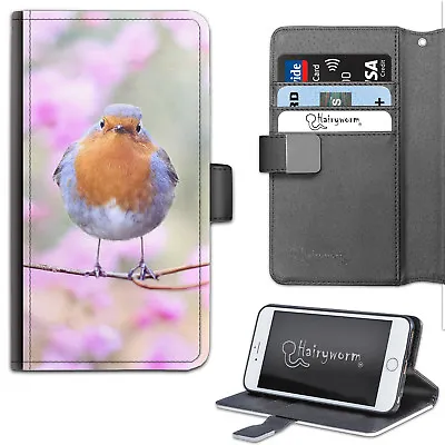 $27.02 • Buy Pink Flower Robin Phone Case;PU Leather Wallet Case;Cover For Samsung;Apple