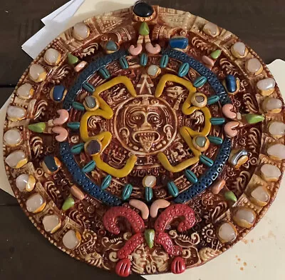 $20 • Buy Aztec Calendar Sun God Art Faux Stone 10  Wall Plaque
