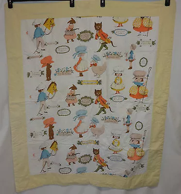 VTG Baby Blanket Nursery Rhymes Mother Goose Lullabies Fable Pomes Lg 40x48  • $28.50