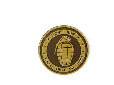 Don't Run You'll Only Get Tired Grenade Tan PVC  Airsoft Patch • £5.49