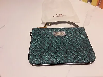 Coach Teal Patterned Wristlet Purse New Without Tags • £16.80