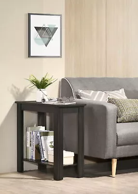 Modern Coffee Table Pierce Transitional Charcoal Chair Side Table With Shelf • $35.99