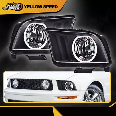 Black Housing Clear Lens Halo Headlights Lamps Fit For 2005-2009 Ford Mustang • $74.99